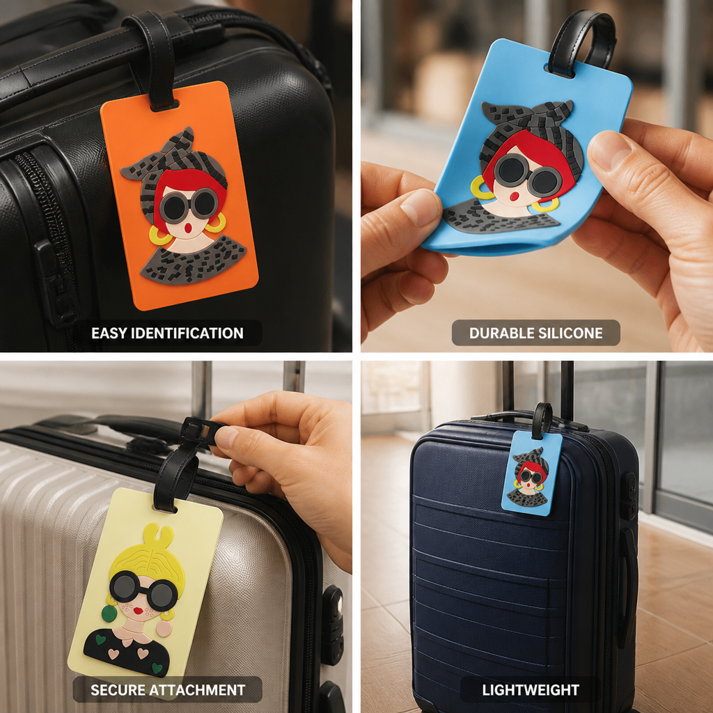 Flexible Silicone Cute Character Luggage Tag (Sturdy Strap)