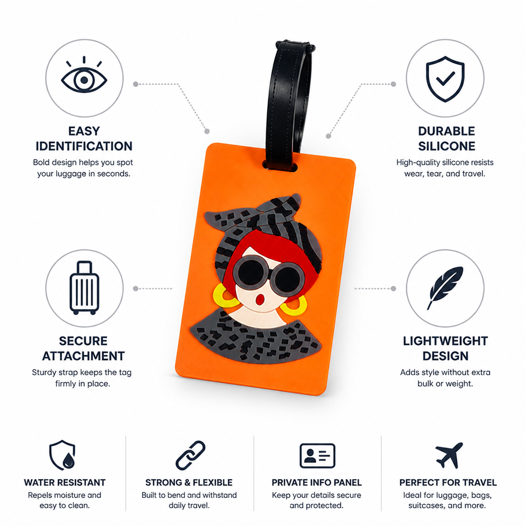Flexible Silicone Cute Character Luggage Tag (Sturdy Strap)