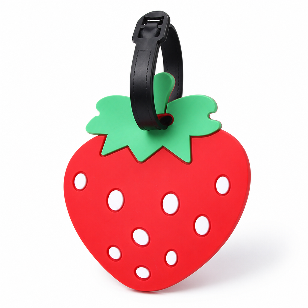 Flexible Silicone Strawberry Luggage Tag (Adjustable Strap)