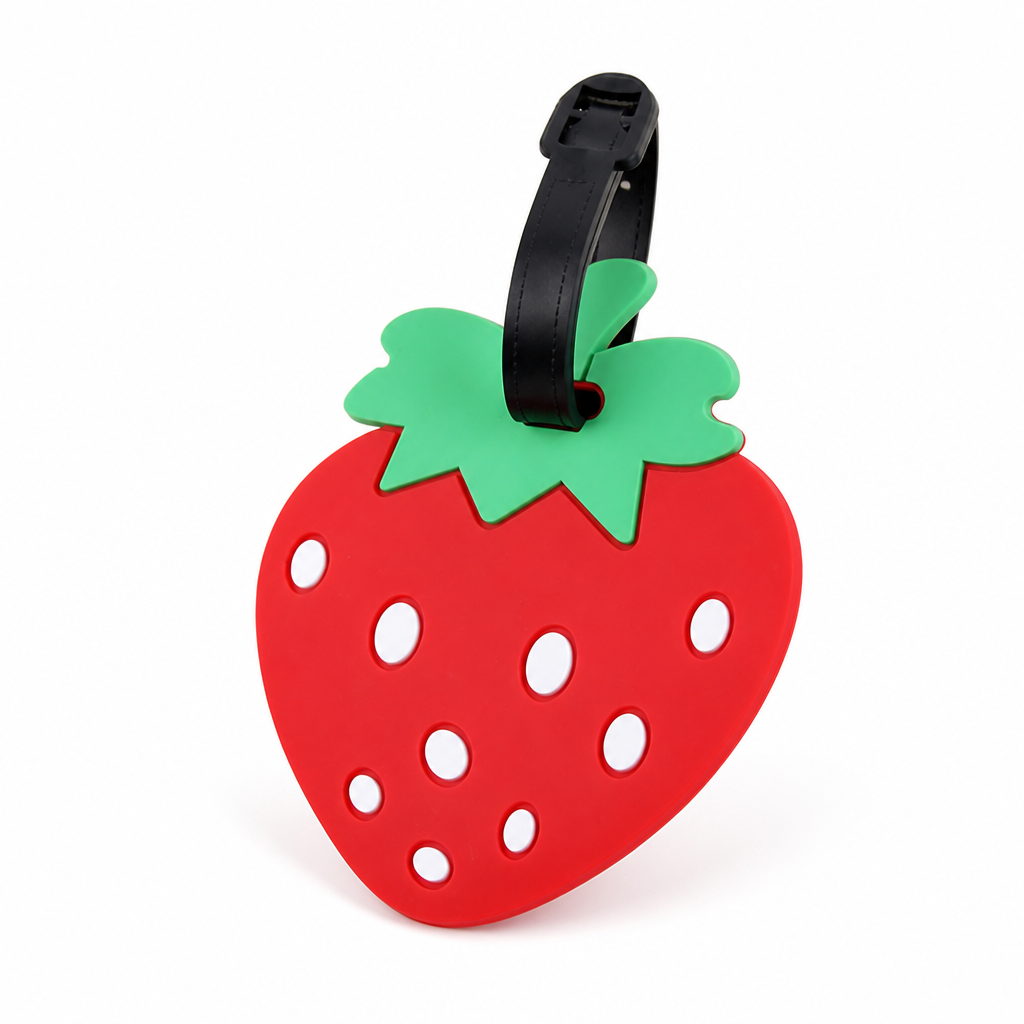 Flexible Silicone Strawberry Luggage Tag (Adjustable Strap)