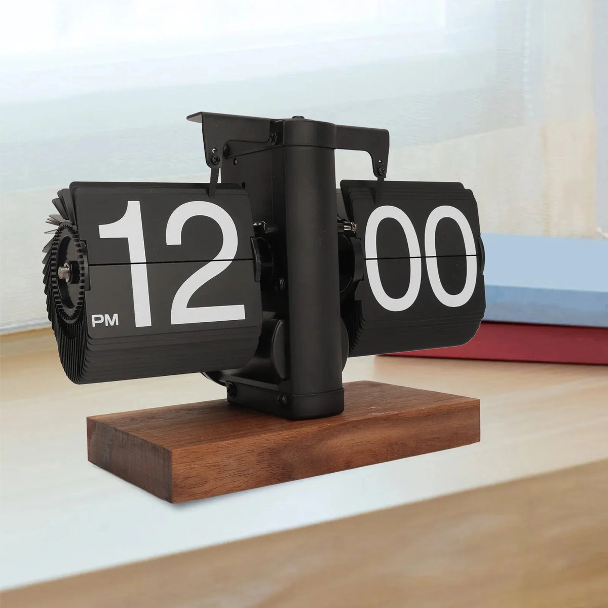 Flip Clock | Mechanical Flip Display & Large Numbers | Black Walnut ...