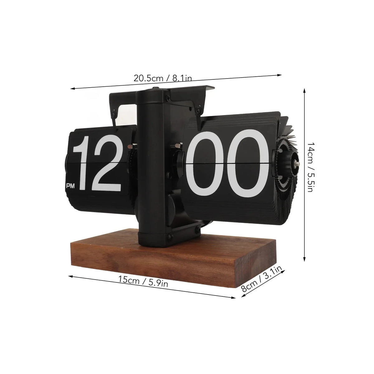 Flip Clock | Mechanical Flip Display & Large Numbers | Black Walnut ...