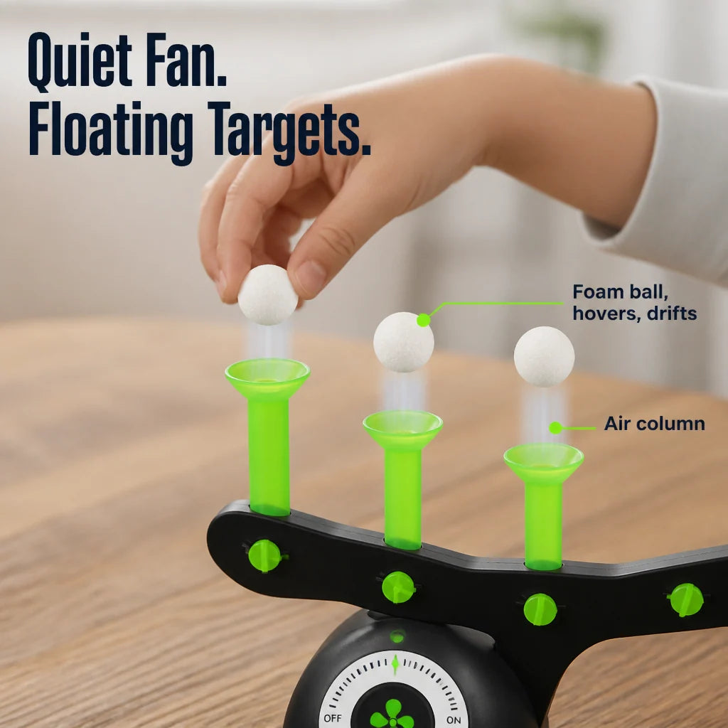 Floating Ball Skill Game Air-Powered Scorecard Targets