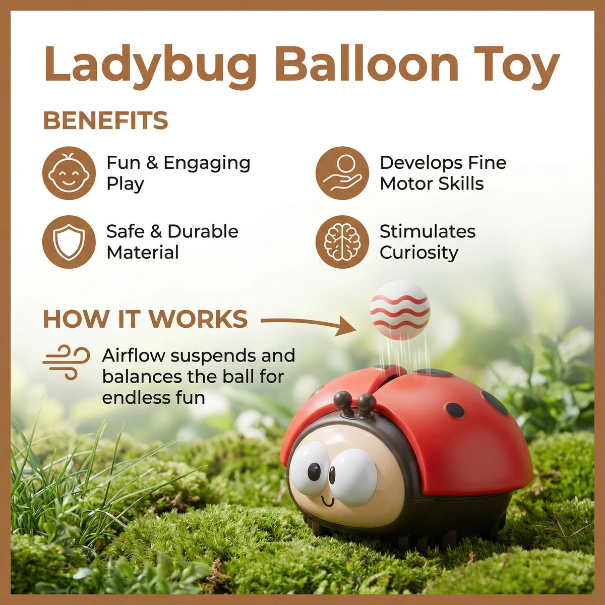 Floating Balloon Toy One-Button Battery-Powered Ladybug Design