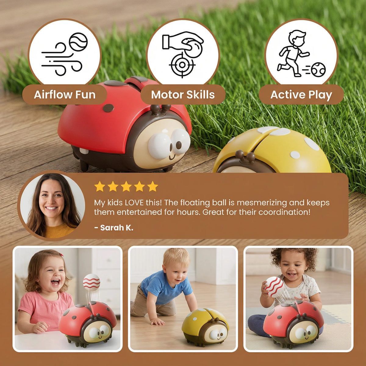 Floating Balloon Toy One-Button Battery-Powered Ladybug Design