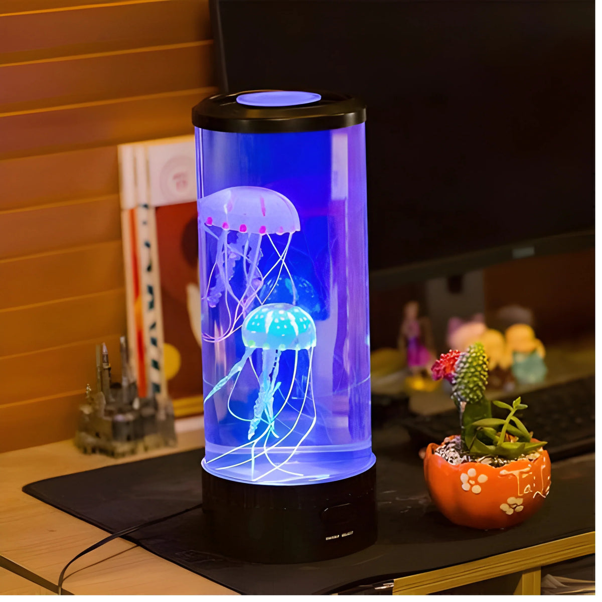 Floating Jellyfish Lamp Lifelike Motion 5-Color LED USB Rechargeable