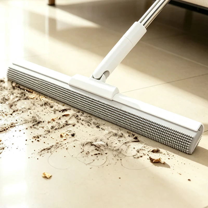 Floor Broom Silicone Bristles & Integrated Squeegee