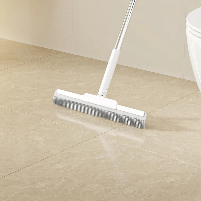 Floor Broom Silicone Bristles & Integrated Squeegee
