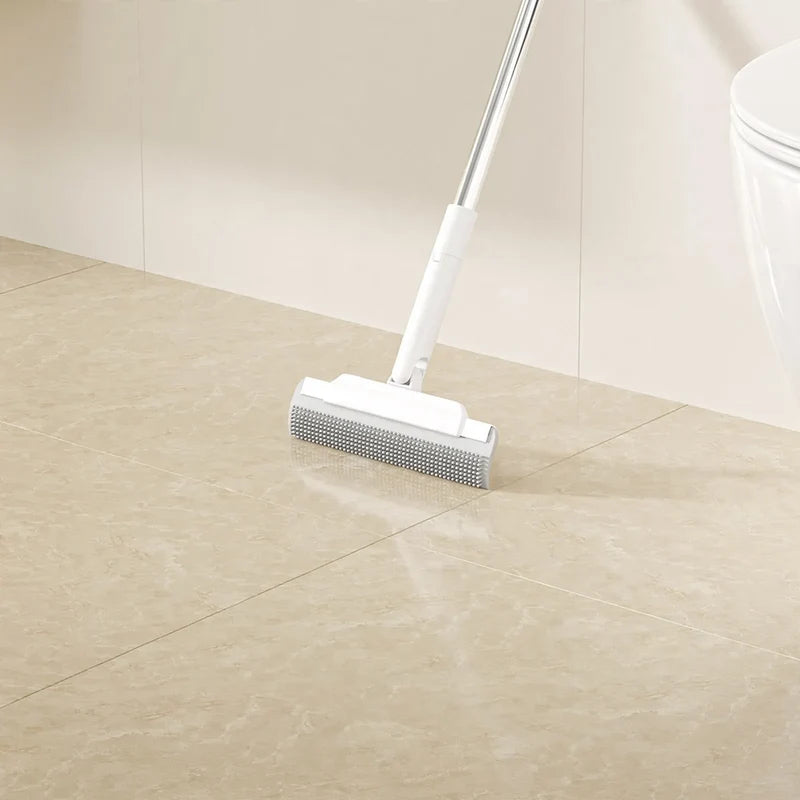 Floor Broom Silicone Bristles & Integrated Squeegee
