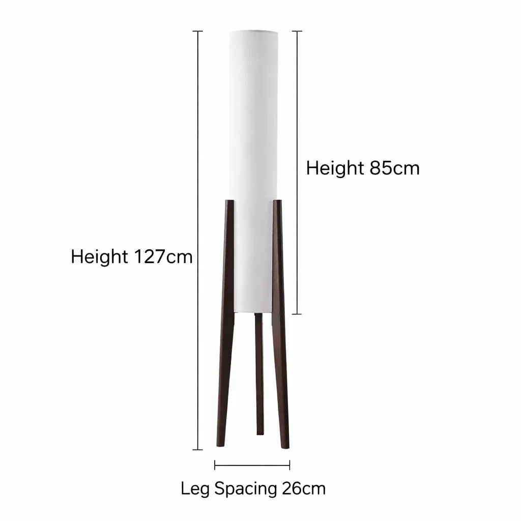 Floor Lamp Solid Walnut Touch-Dimmable LED With Fabric Shade