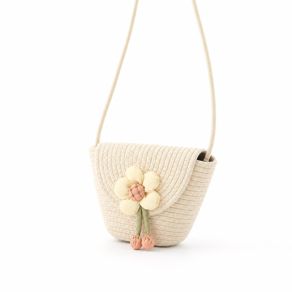 Floral Appliqué Adjustable Strap Crossbody Bag