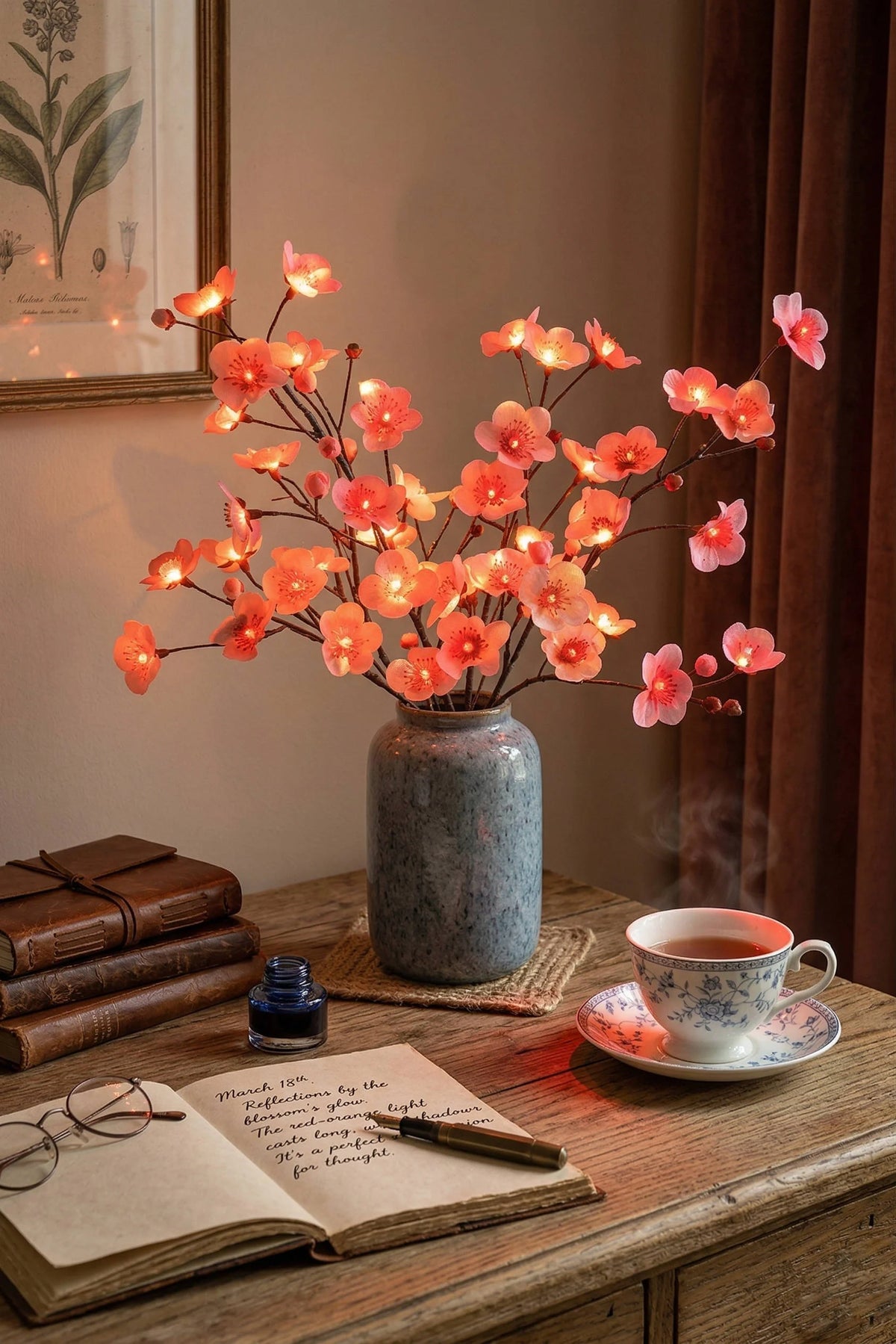Floral Branch Lights Cordless LED Set of 3