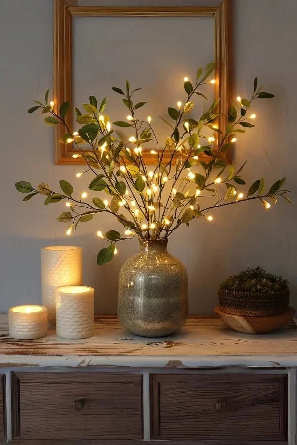 Floral Branch Lights Cordless LED Set of 3