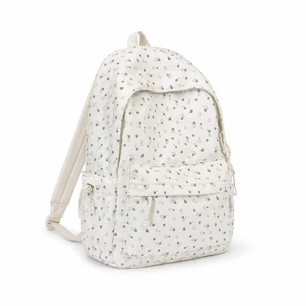 Floral Print Multi-Pocket School Backpack (Padded Straps)