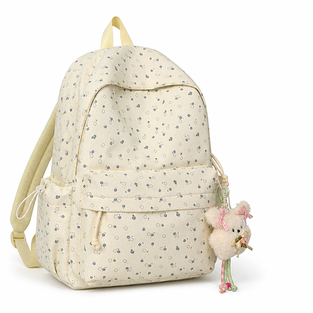 Floral Print Multi-Pocket School Backpack (Padded Straps)