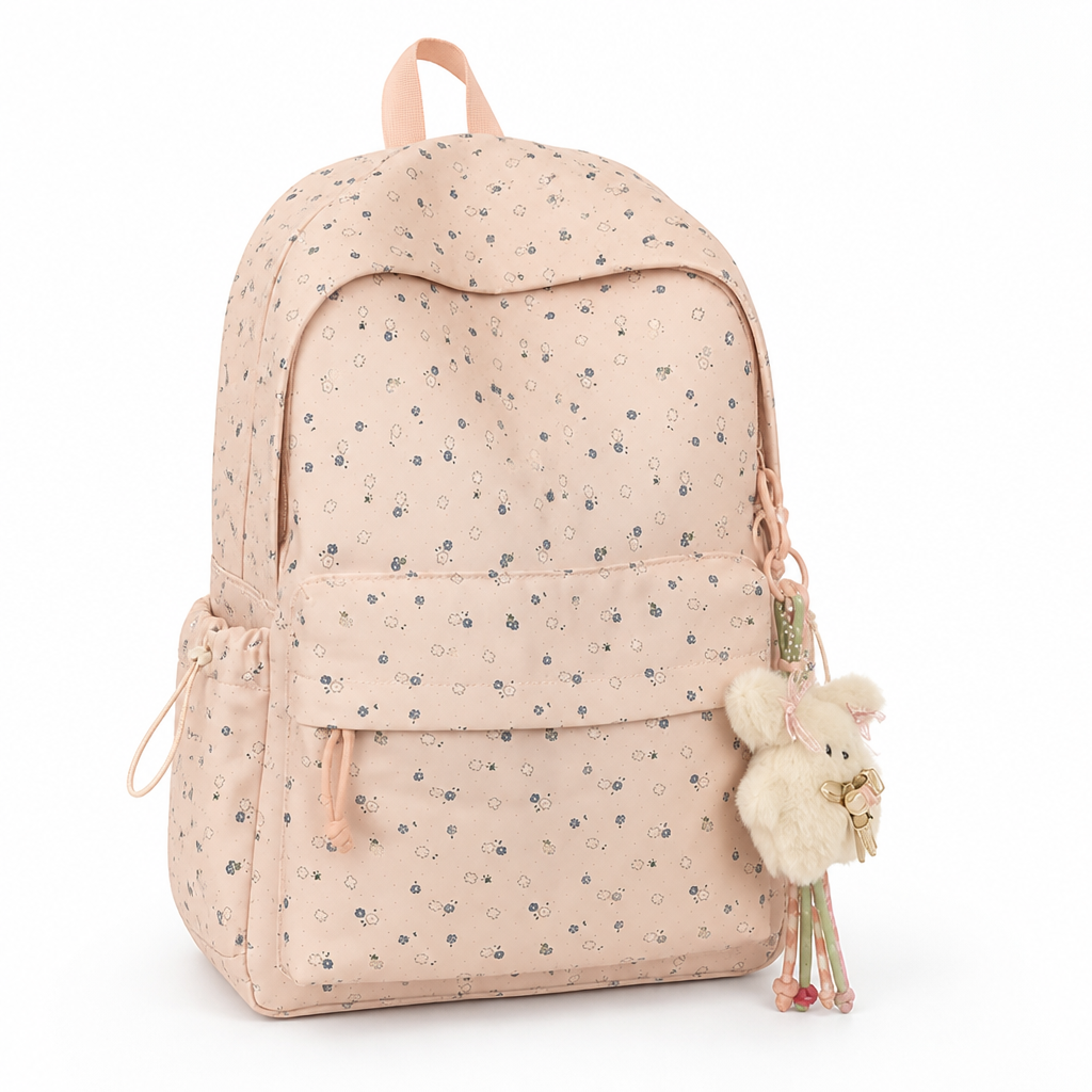 Floral Print Multi-Pocket School Backpack (Padded Straps)