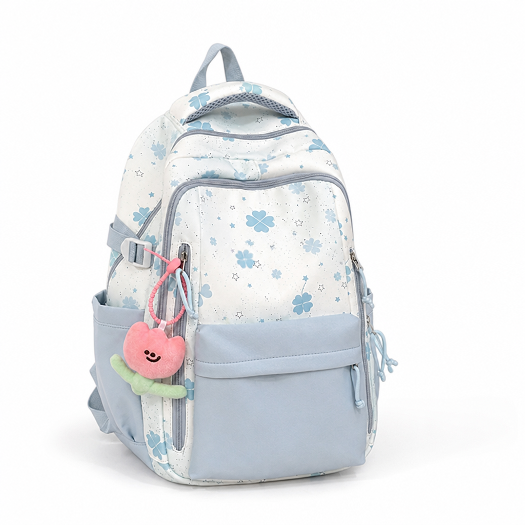 Floral Print Spacious Backpack With Adjustable Padded Straps
