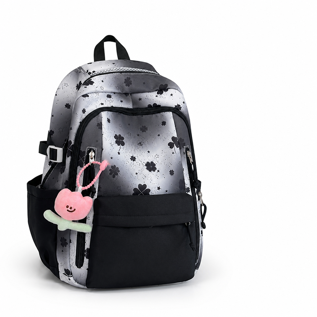 Floral Print Spacious Backpack With Adjustable Padded Straps