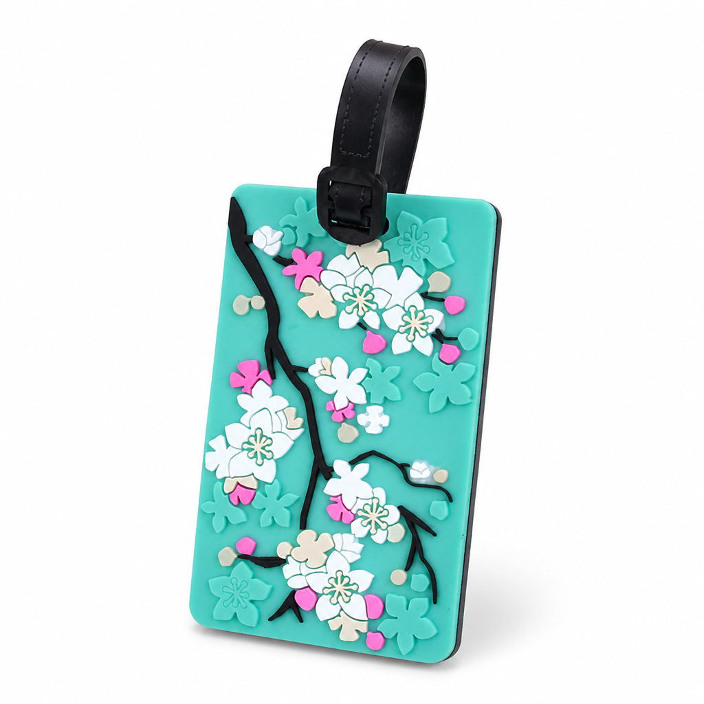 Floral Silicone Luggage Tag (Flexible Strap)