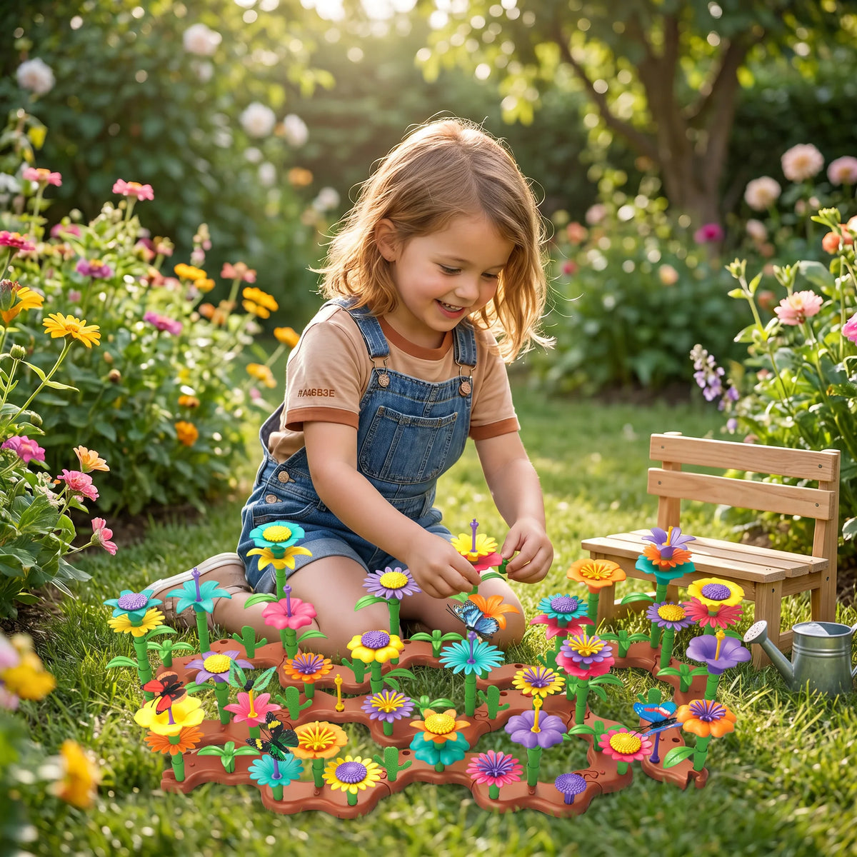 Flower Pegging Toy Colorful Garden Building Set