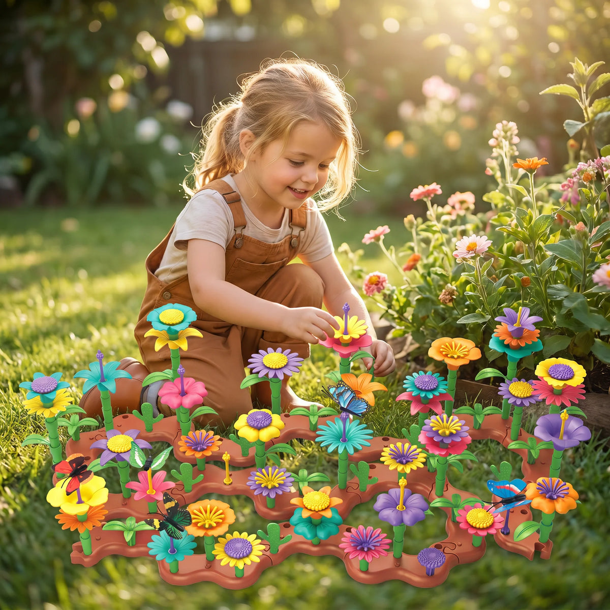 Flower Pegging Toy Colorful Garden Building Set