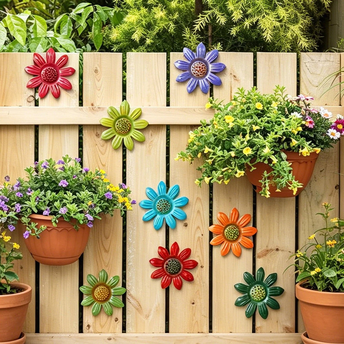 Flower Wall Decor Iron 3D Daisy Weather-Resistant