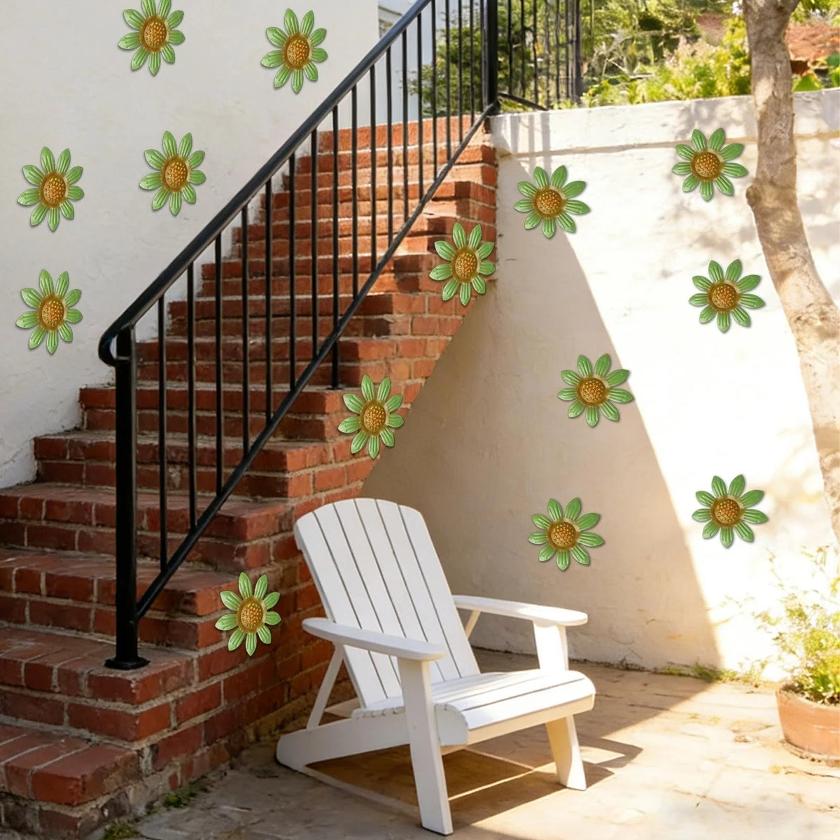 Flower Wall Decor Iron 3D Daisy Weather-Resistant