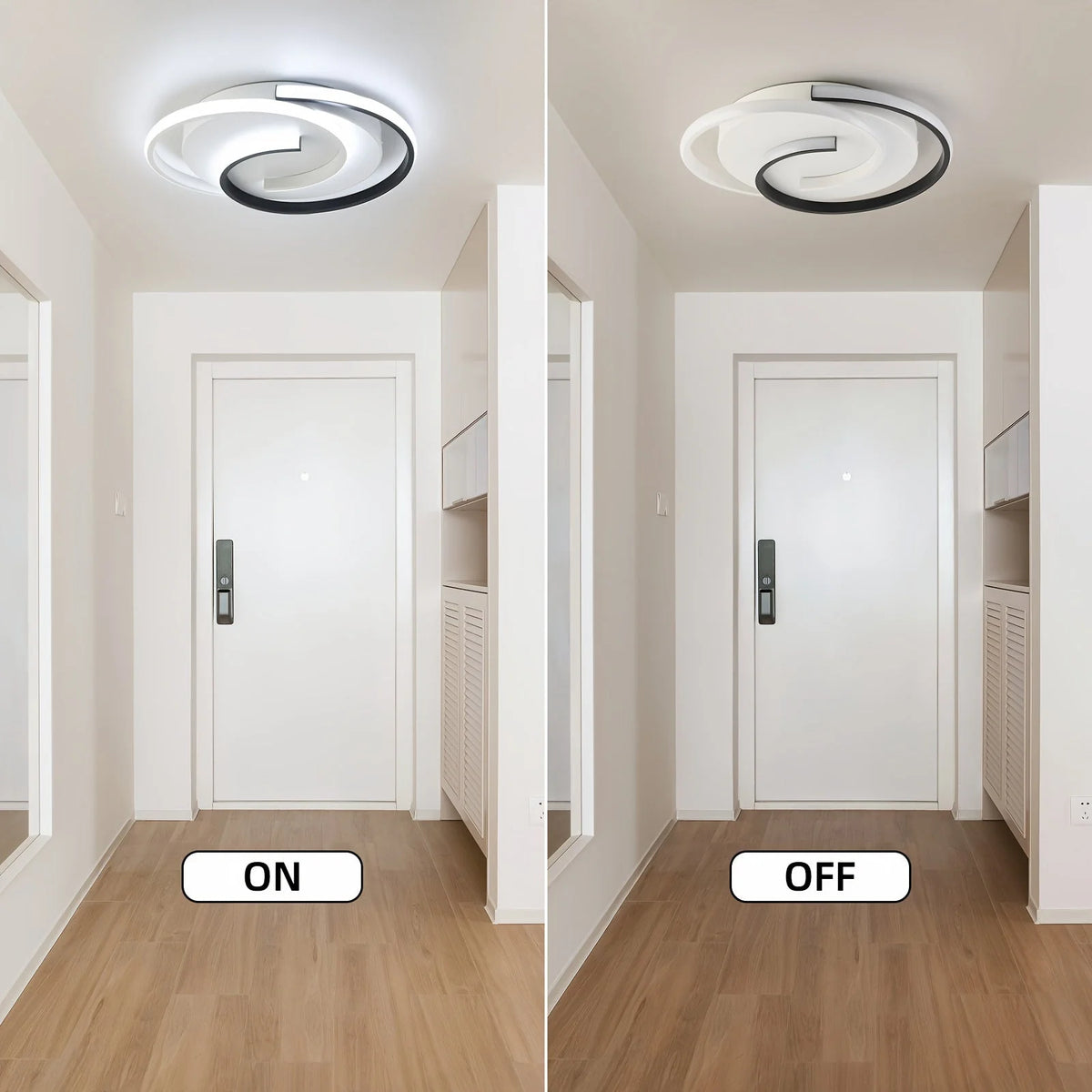 Flush Ceiling Light Integrated Spiral LED & Soft Ambient