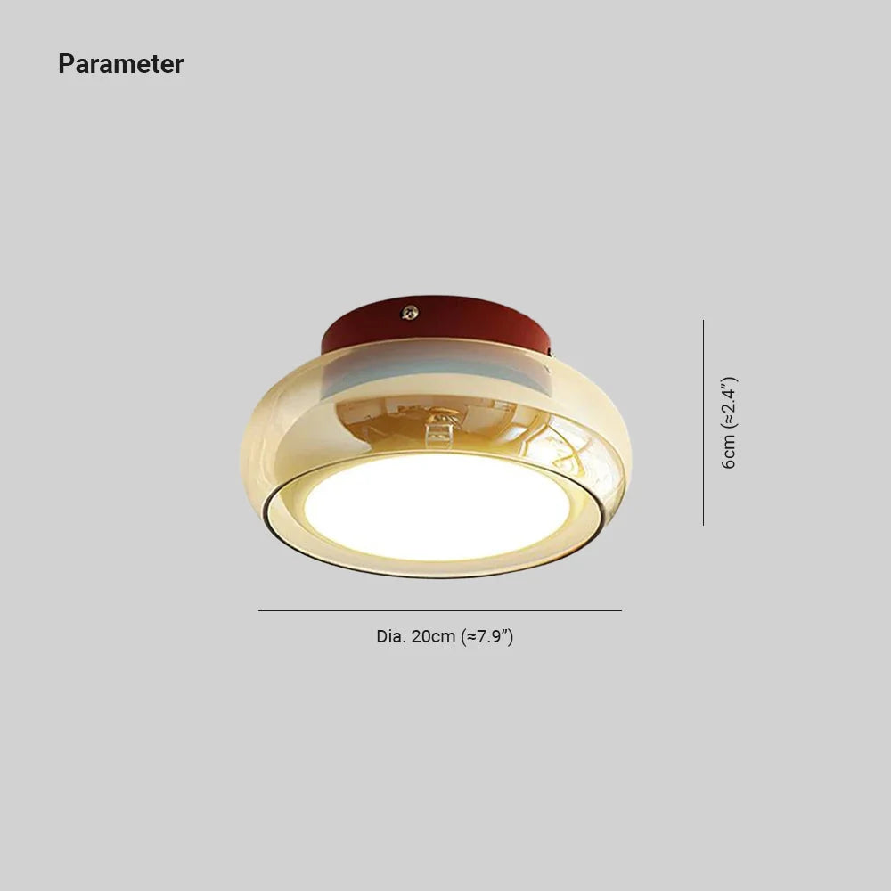 Flush Ceiling Light Mid-Century Textured Glass Diffuser