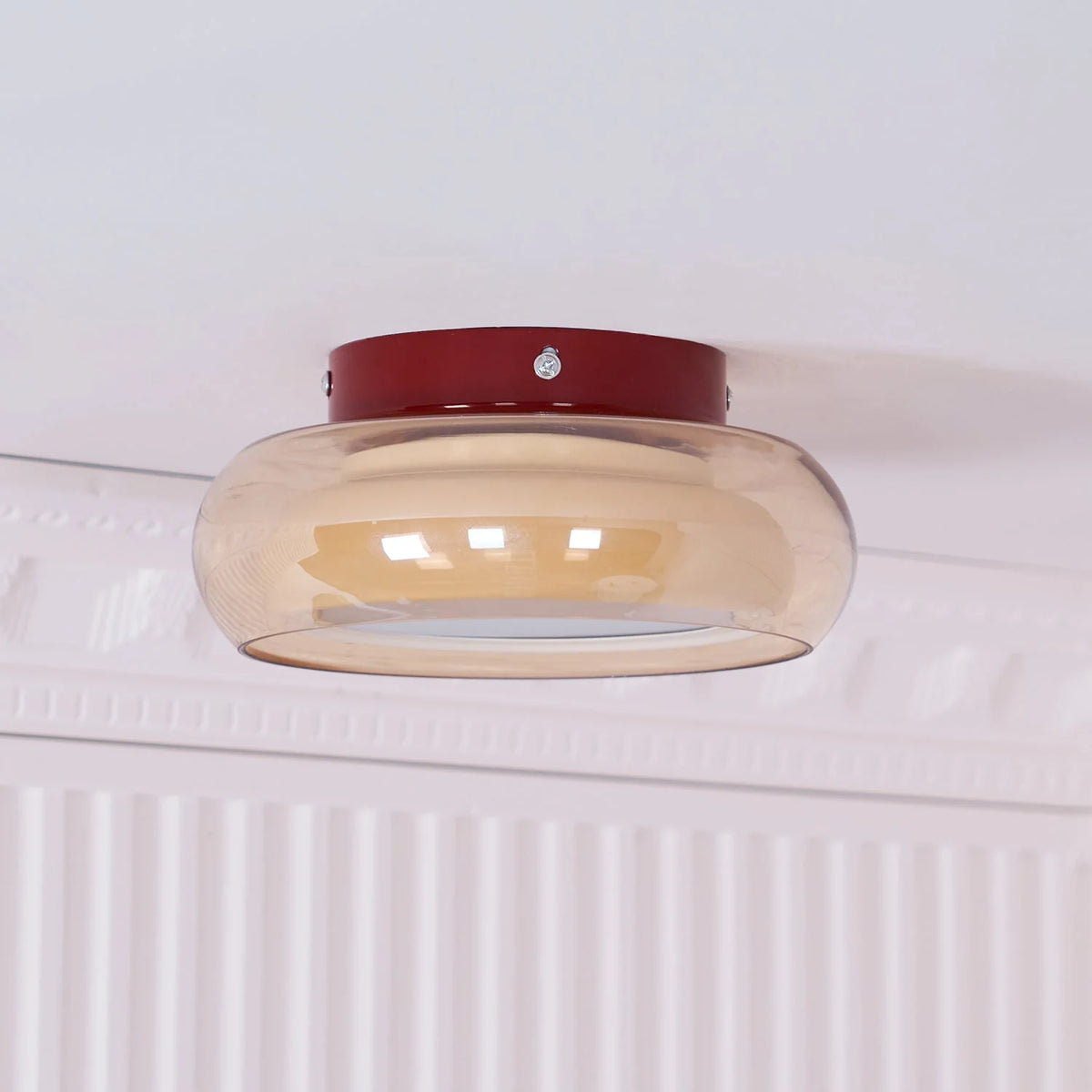 Flush Ceiling Light Mid-Century Textured Glass Diffuser
