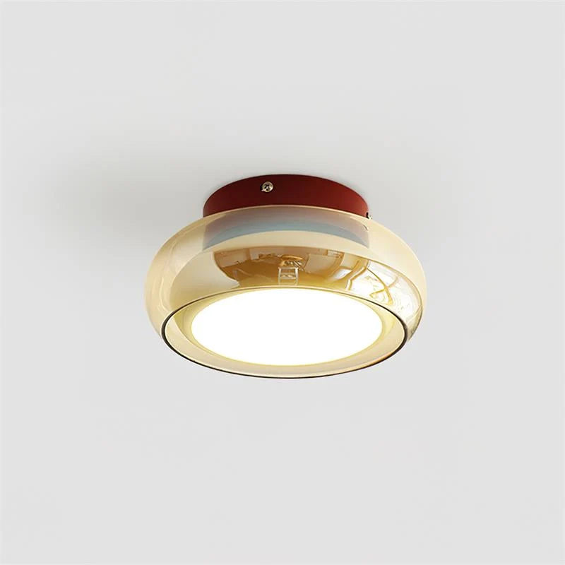 Flush Ceiling Light Mid-Century Textured Glass Diffuser