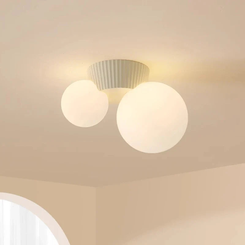 Flush Mount Ceiling Light Dual Opal Globes