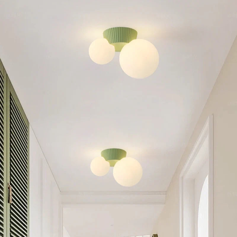 Flush Mount Ceiling Light Dual Opal Globes