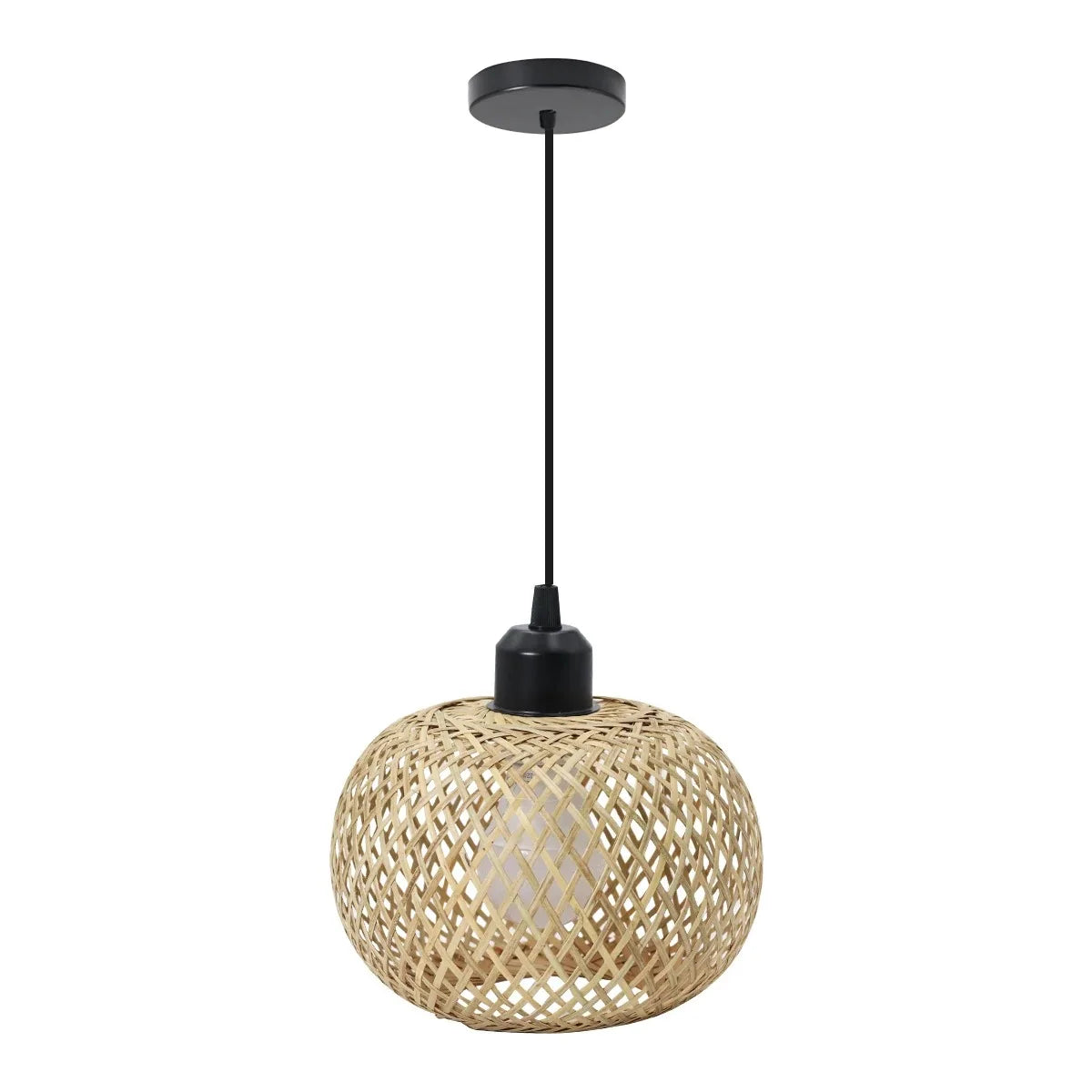 Flush Mount Ceiling Light Handwoven Bamboo Integrated LED