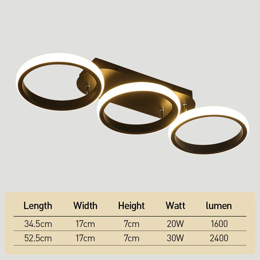 Flush-Mount Ceiling Light Integrated LED Black Metal & Opal Diffuser