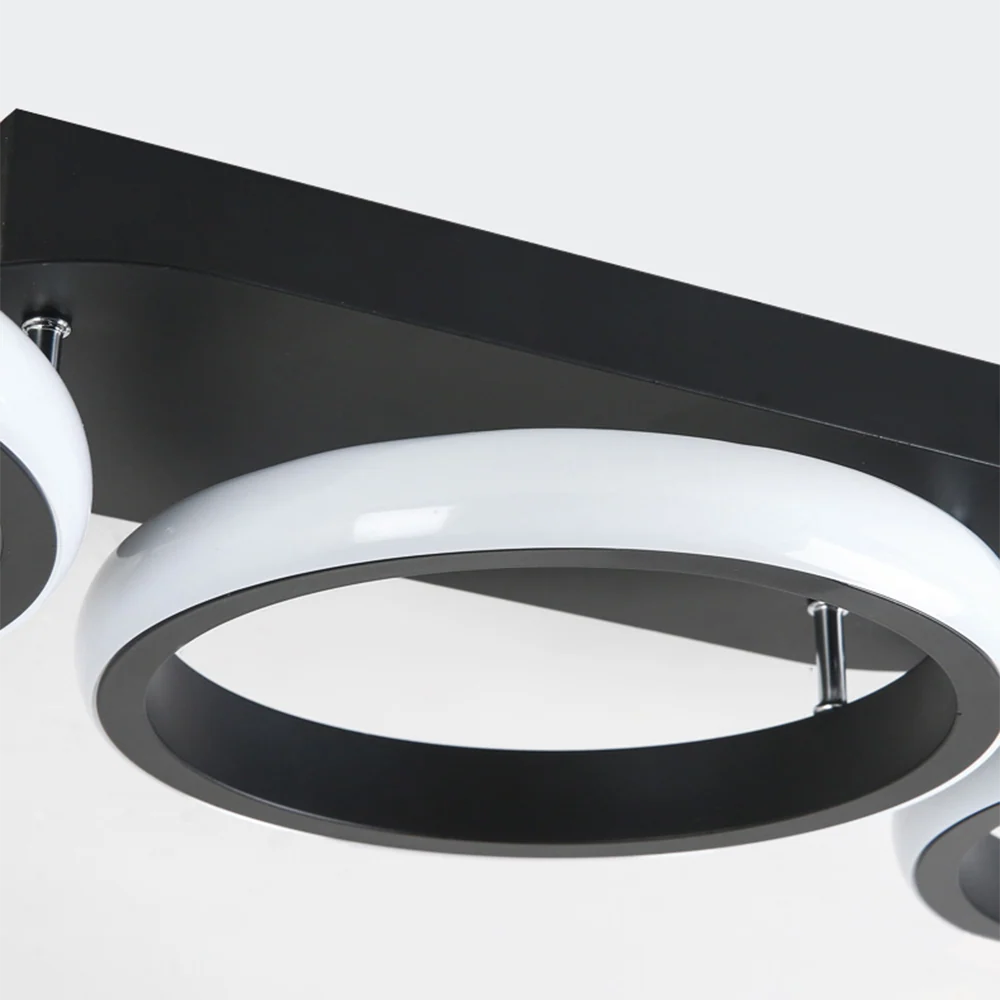 Flush-Mount Ceiling Light Integrated LED Black Metal & Opal Diffuser