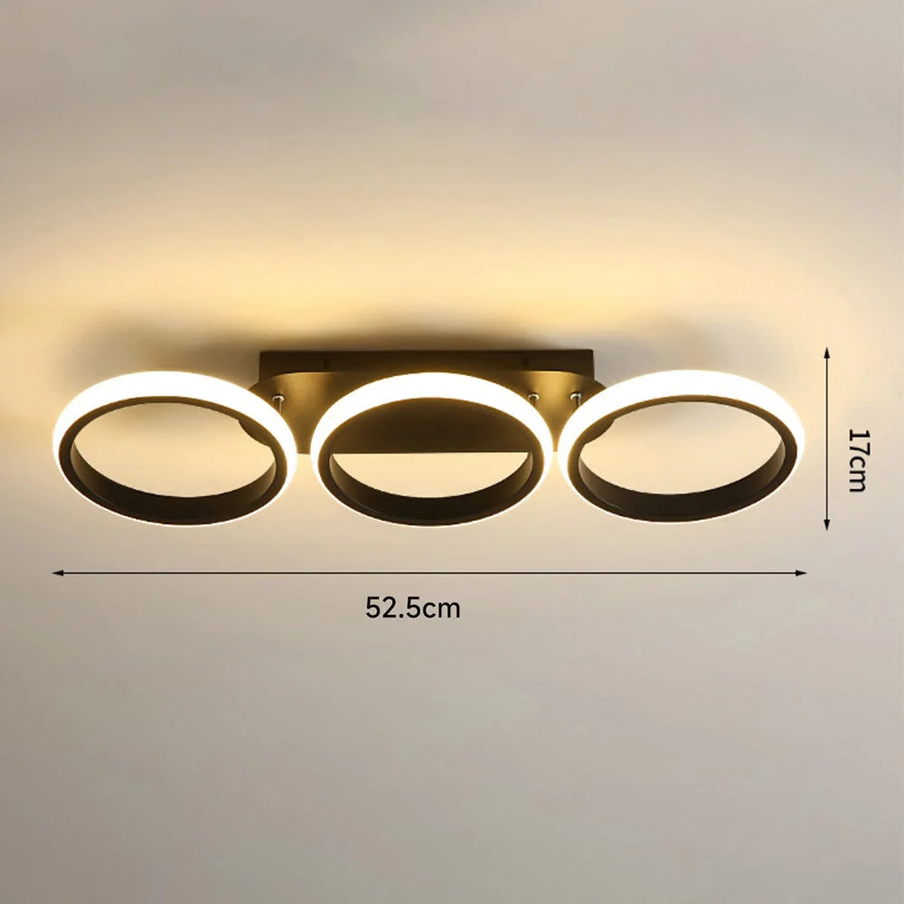 Flush-Mount Ceiling Light Integrated LED Black Metal & Opal Diffuser