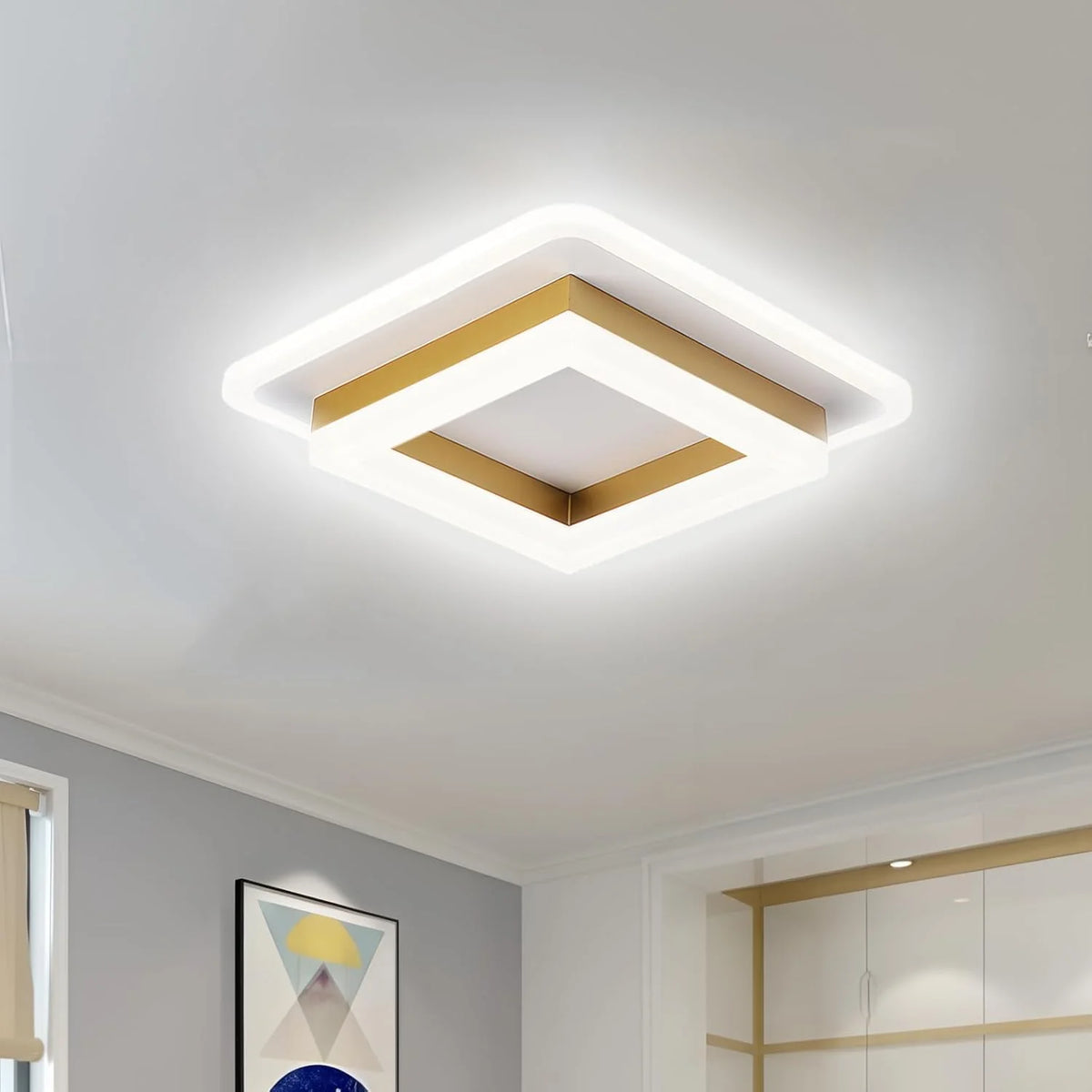 Flush Mount Ceiling Light Square Acrylic Diffuser 24W LED