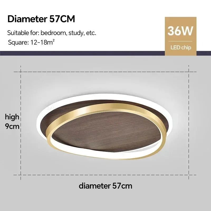 Flush Mount Ceiling Light Walnut Ring Integrated Color-Adjustable LED
