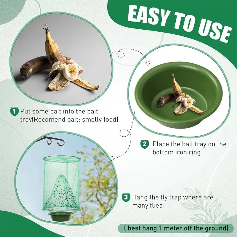 Fly Trap Foldable Reusable Bait-Compatible