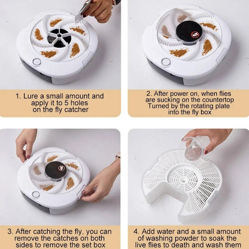 Fly Trap Rotating Arm USB Rechargeable 72-Hour Battery