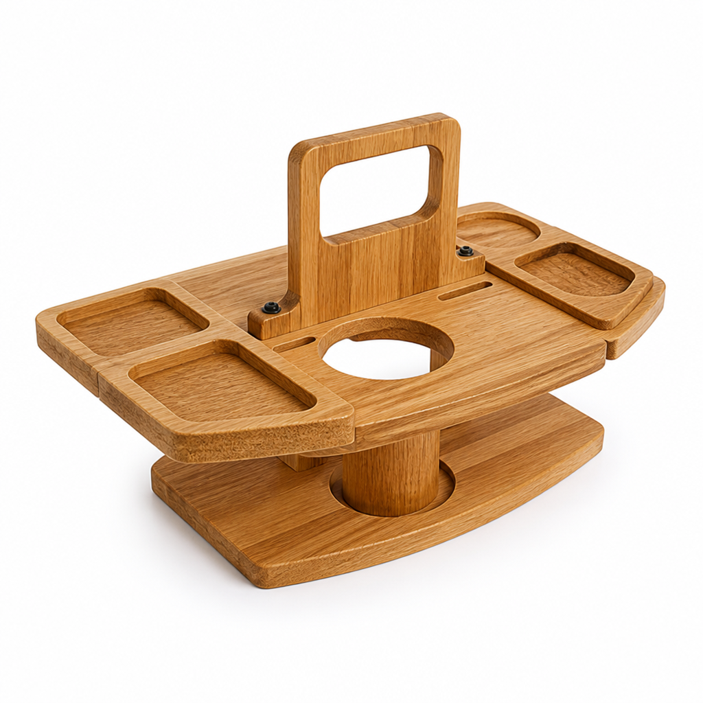 Foldable Acacia Wood Wine Picnic Table (Holds 2 Bottles & Glasses)