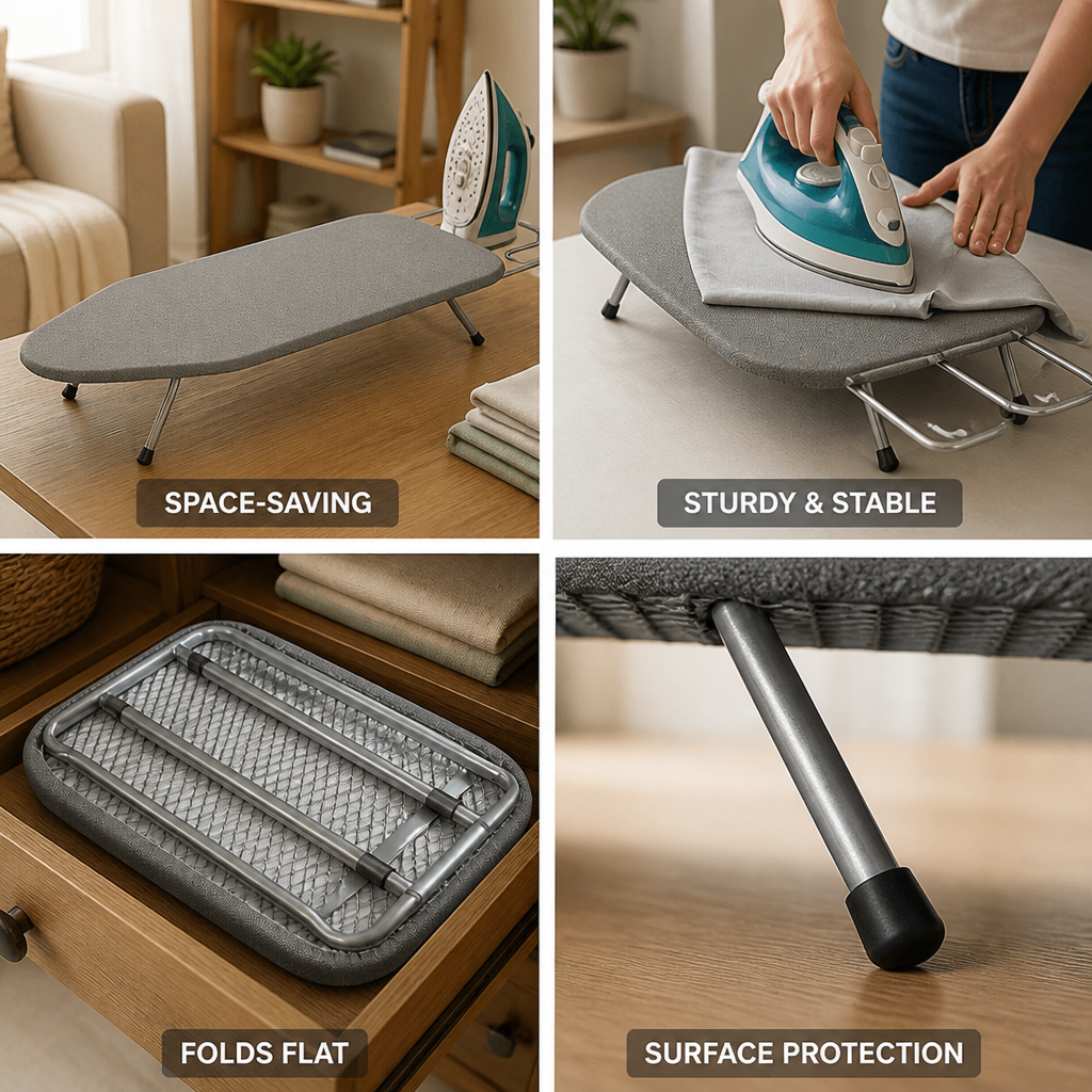 Foldable Tabletop Ironing Board With Iron Rest