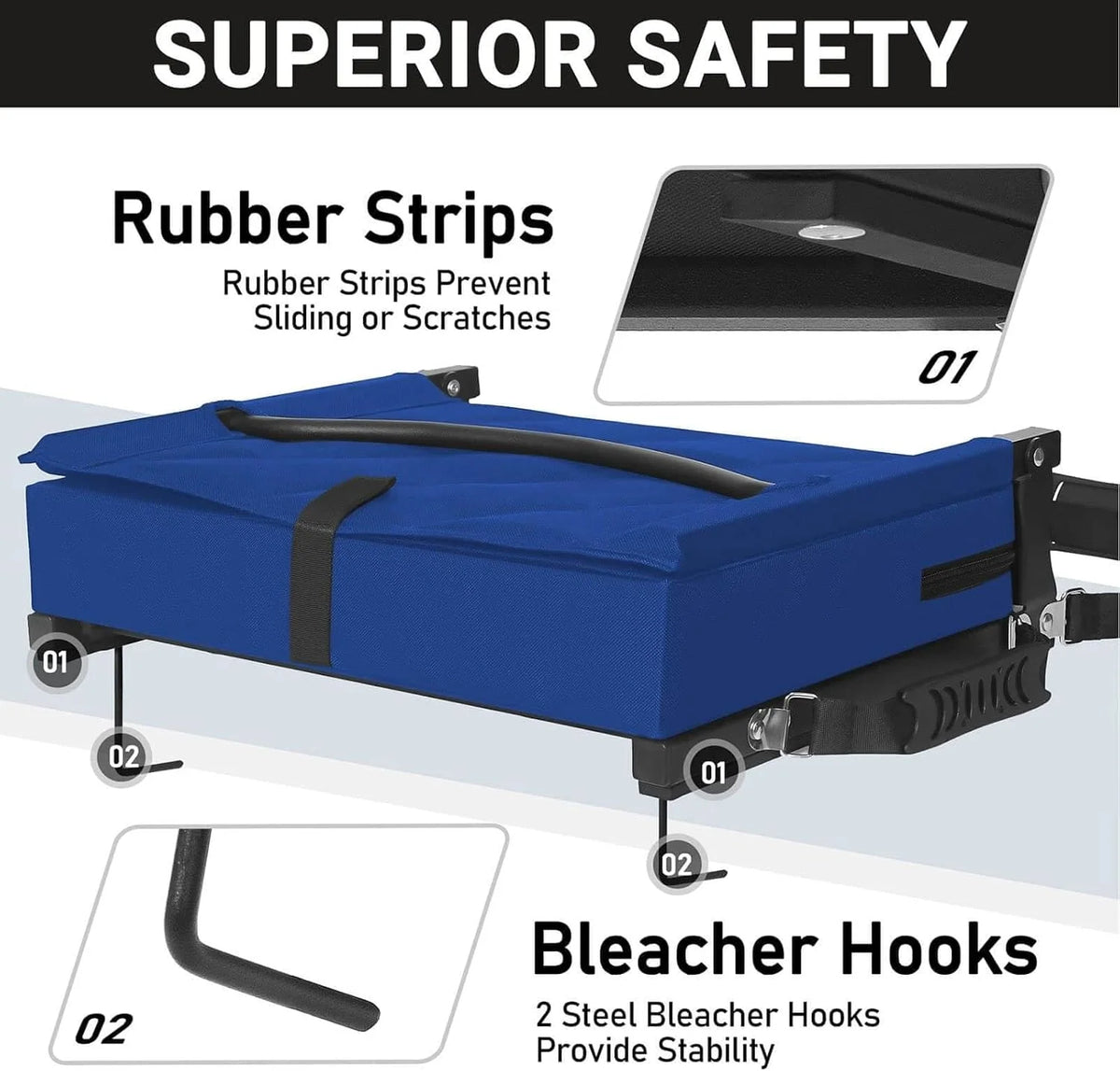 Folding Bleacher Seat Angled Back Non-Slip Base