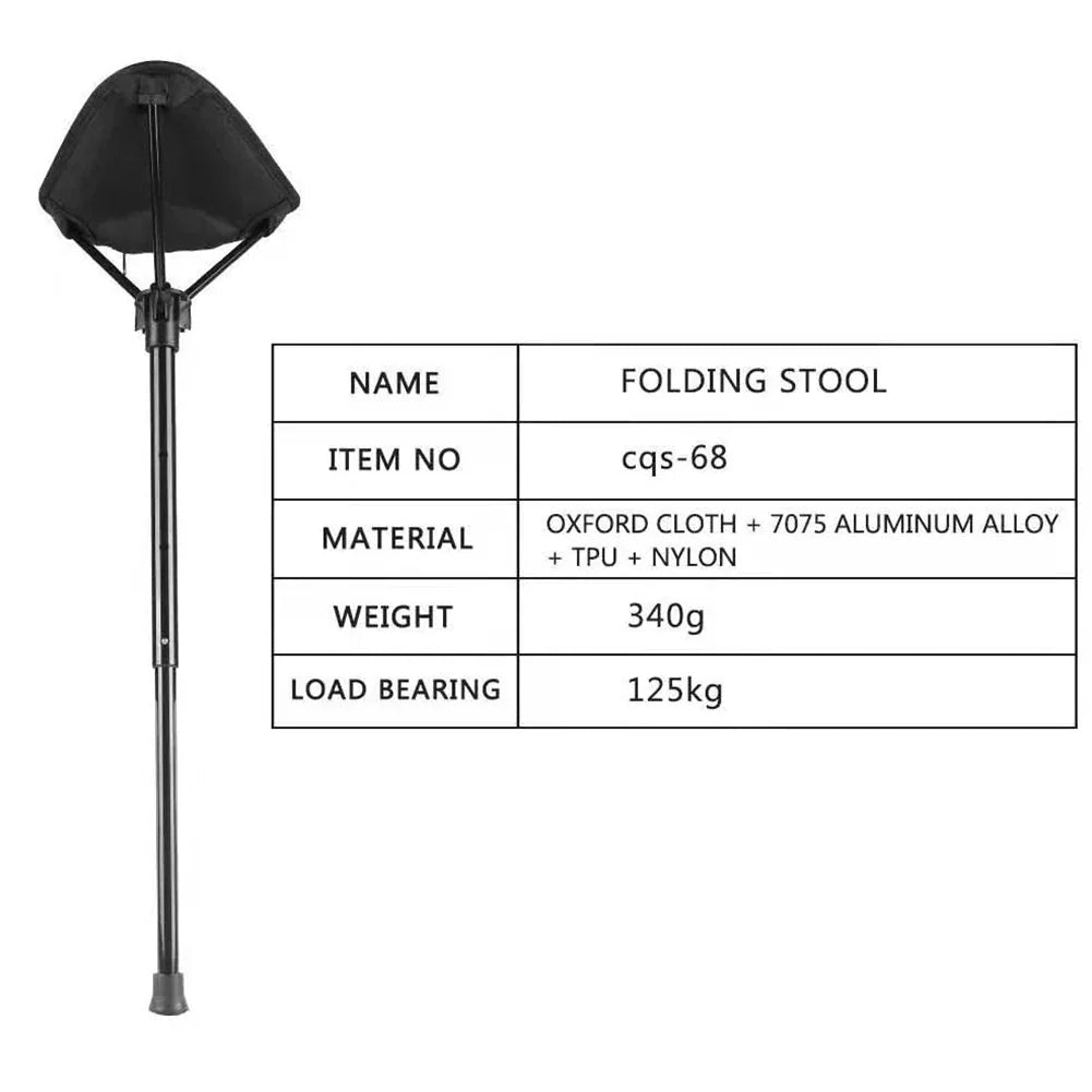 Folding Camping Stool Adjustable Height Lightweight Compact Design