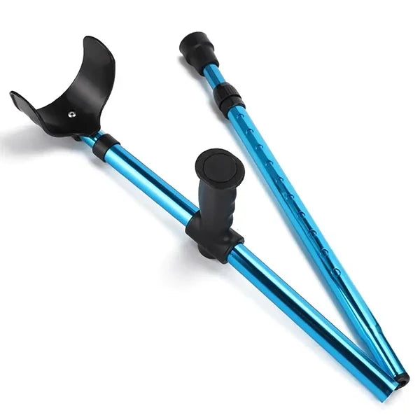 Folding Crutch Height Adjustable Ergonomic Grip & Non-Slip Tip