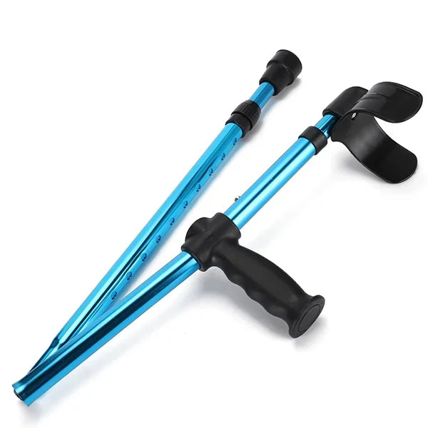 Folding Crutch Height Adjustable Ergonomic Grip & Non-Slip Tip