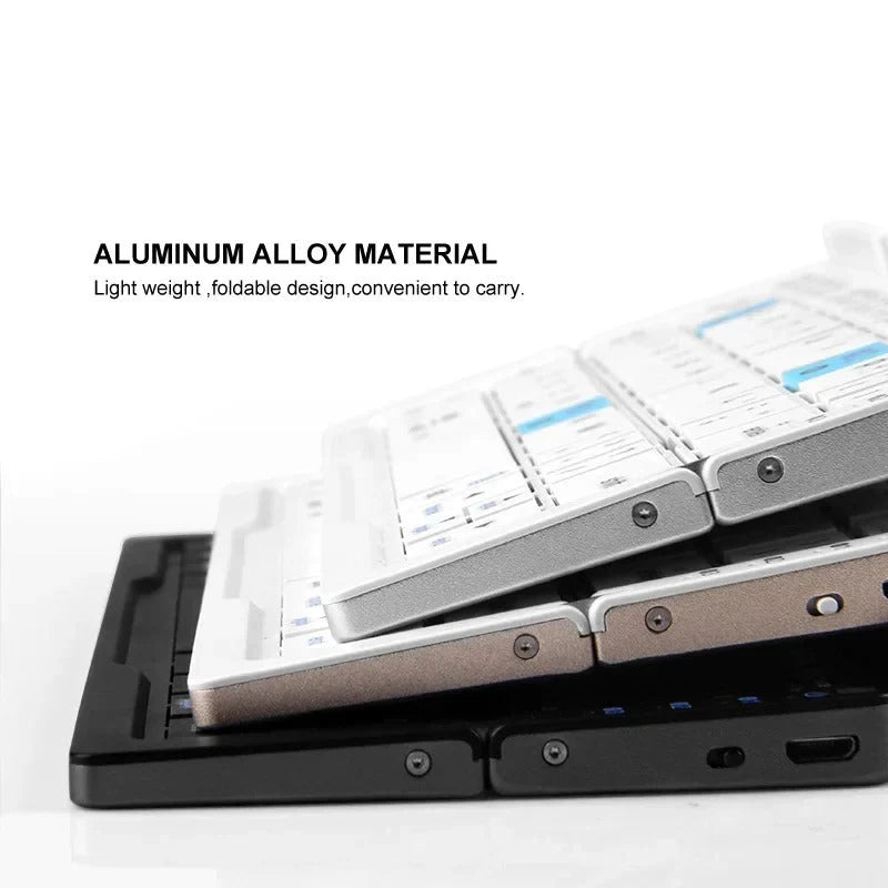 Folding Keyboard Wireless 3-Device Memory Rotating Stands