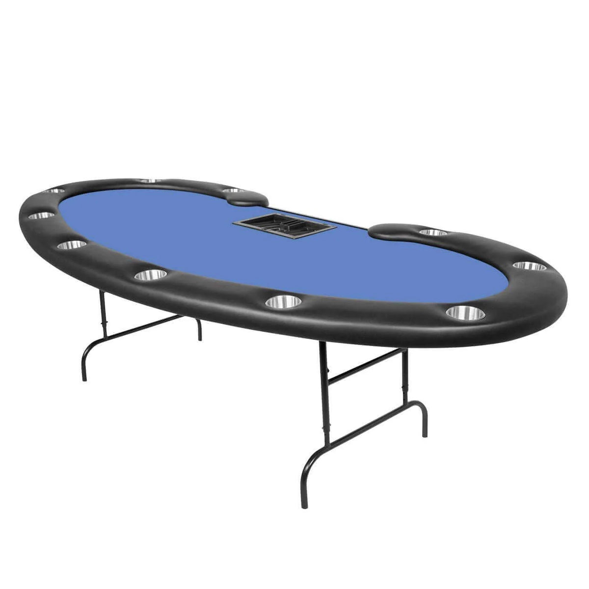 Folding Poker Table Kidney Bean Dealer Cutout Felt Surface