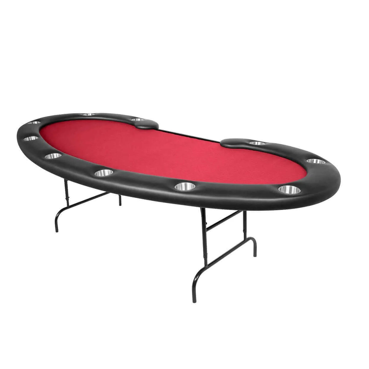 Folding Poker Table Kidney Bean Dealer Cutout Felt Surface